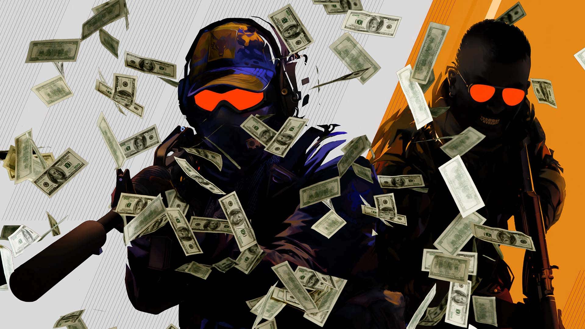 An image of Counter-Strike operators being showered with cash. 